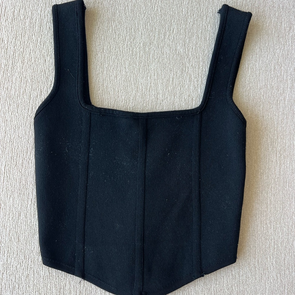 Zara Black Square Neck Corset Top